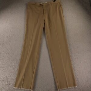 Byron Pants Mens 40 Beige 100% Wool Serge Twill Slacks Luca di Marco 40x37